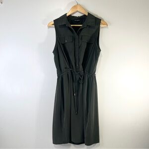 Mario Serrani Sleeveless Olive Green Midi Dress Large Girl Boss Business Wear